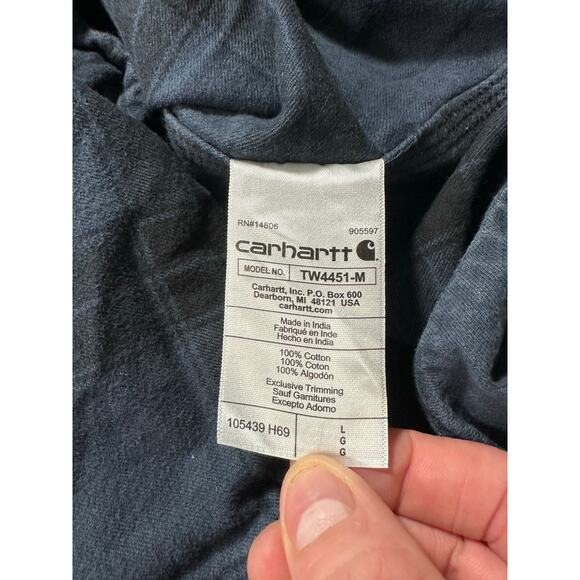 Carhartt Loose Fit Heavyweight Flannel Shirt Blue Size Large Plaid Fall Western - Picture 6 of 12